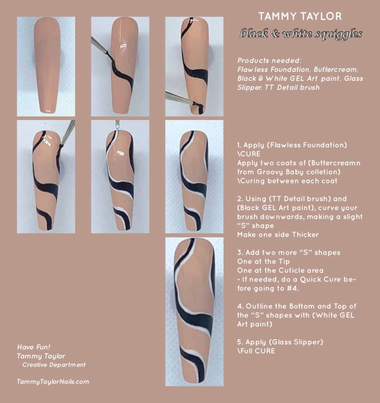 Black & White Squiggles Pack paso a paso – Gel System | Tammy Taylor Europe