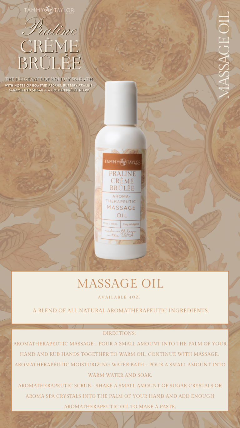 Praline Crème Brûlée Aromatherapeutic Massage Oil | Tammy Taylor Europe