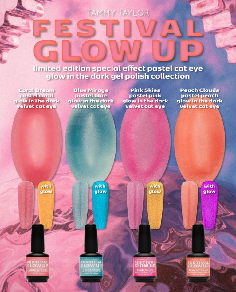 Limited Edition Special Effect Glow In The Dark Pastel Velvet Cat Eye Festival Glow Up Collection Bundle – Gel System | Tammy Taylor Europe
