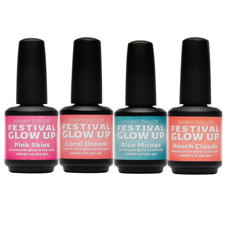 Limited Edition Special Effect Glow In The Dark Pastel Velvet Cat Eye Festival Glow Up Collection Bundle – Gel System | Tammy Taylor Europe