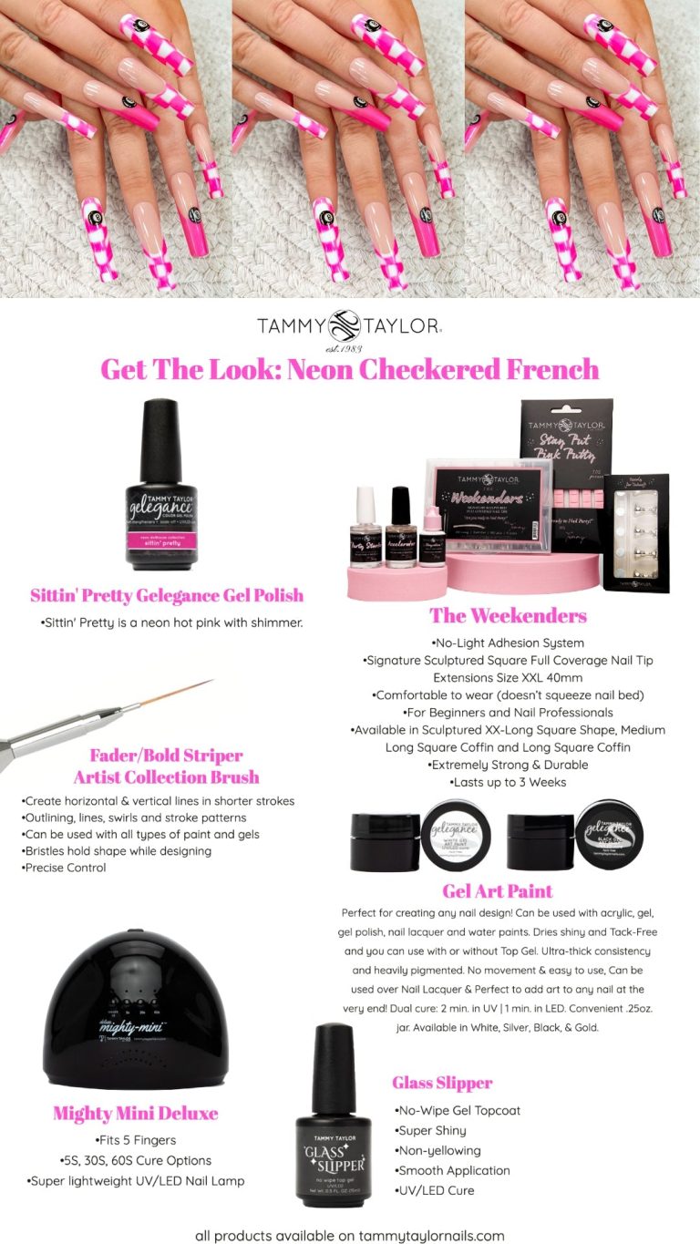 Neon Checkered French Kit de uñas – Gel System | Tammy Taylor Europe