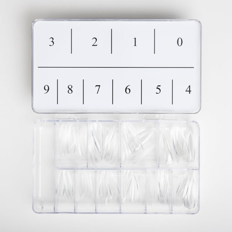 Crystal Clear Almond Stiletto Well-less Nail Tips – Prep & Finish | Tammy Taylor Europe