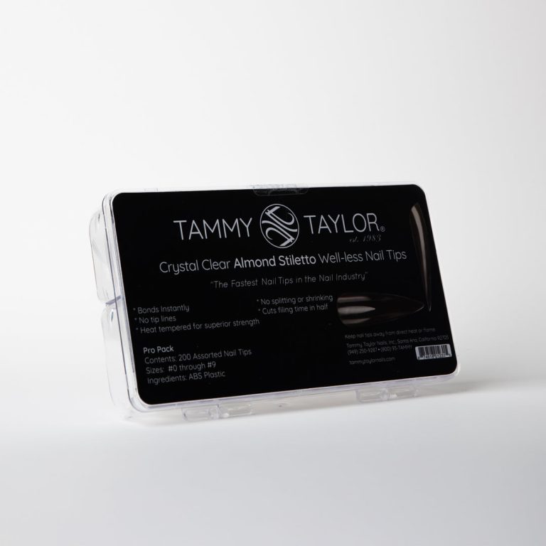 Crystal Clear Almond Stiletto Well-less tips de uñas – Prep & Finish | Tammy Taylor Europe